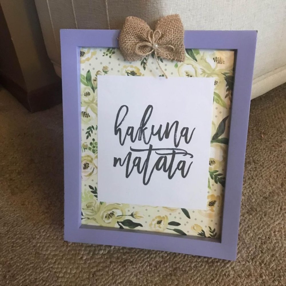 Handmade “Hakuna Matata” in Purple 8” x 10” Frame